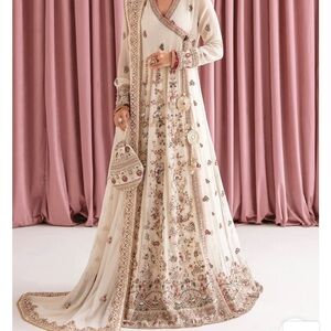 Elegant Cream Floral Embroidered Dress